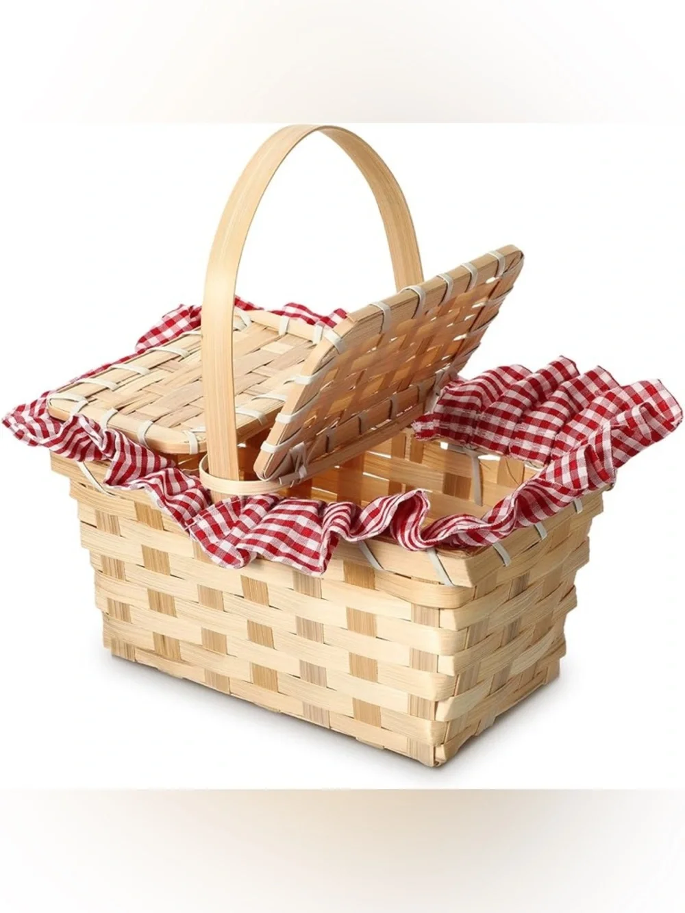 Teenyyou Mini Picnic Basket, Costume Accessory, Small Gingham Picnic Hamper